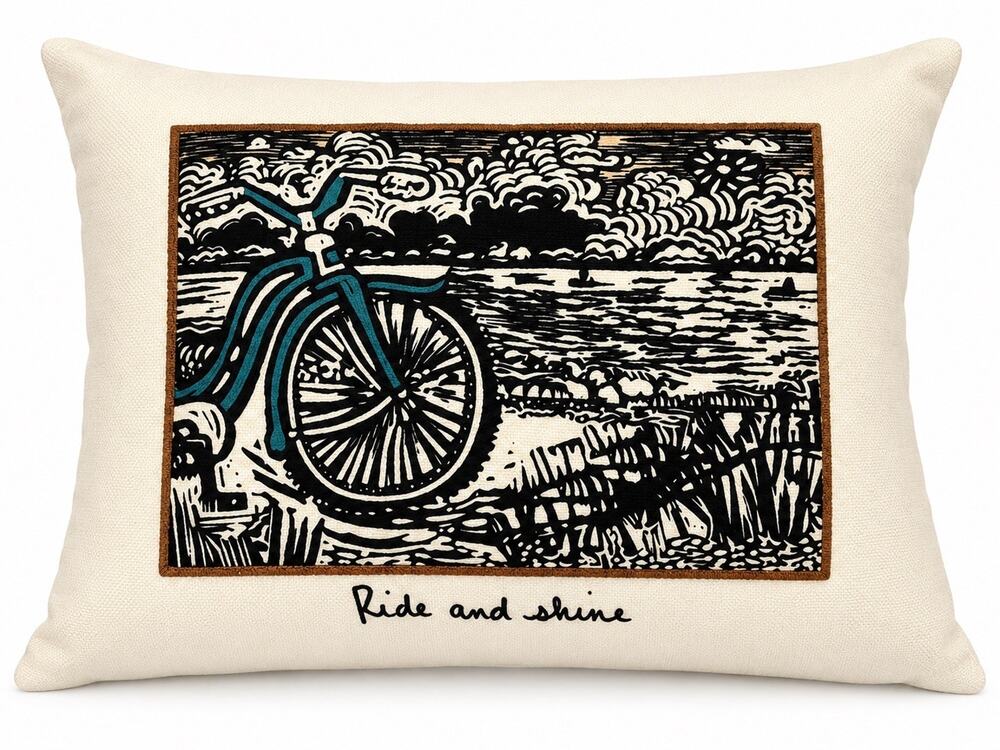 Primitives by Kathy "Ride and Shine" Bike Canvas Decorative Pillow 12" x 9"